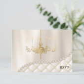 Trouwkroonluchter RSVP-kaart Verlichting Ivoren Pa Kaart (Staand voorkant)