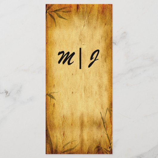 Trouwkunst in Japanse bamboe kalligrafie uit het v Menu (Achterkant)