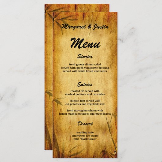 Trouwkunst in Japanse bamboe kalligrafie uit het v Menu (Voorkant / Achterkant)