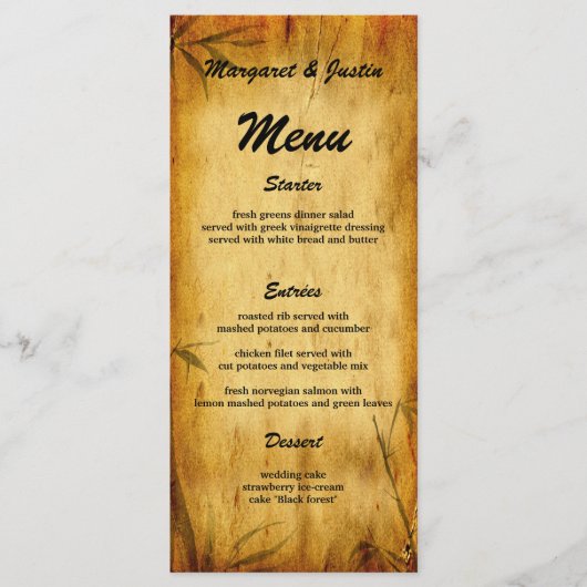 Trouwkunst in Japanse bamboe kalligrafie uit het v Menu (Voorkant)