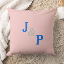 Trouwkussen Monogram Roze Kwarts Blauwe Pastels Kussen