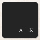 Trouwkussenhouder met monogram Zwart Wit Kartonnen Onderzetters (Voorkant)