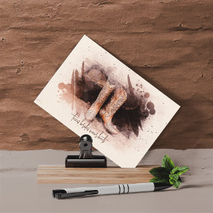 Trouwlaarzen bij de houtstapel Aquarel Briefkaart