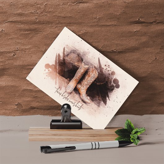 Trouwlaarzen bij de houtstapel waterverf briefkaart