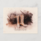 Trouwlaarzen bij de houtstapel waterverf briefkaart (Voorkant)