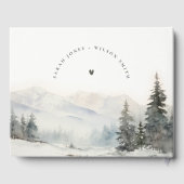 Trouwlandschap besneeuwde bergen bij schemering gastenboek (Achterkant)