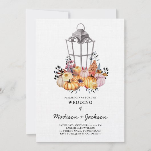Trouwlantaarn Waterverf Herfst Uitnodiging (Voorkant)