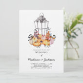 Trouwlantaarn Waterverf Herfst Uitnodiging (Staand voorkant)