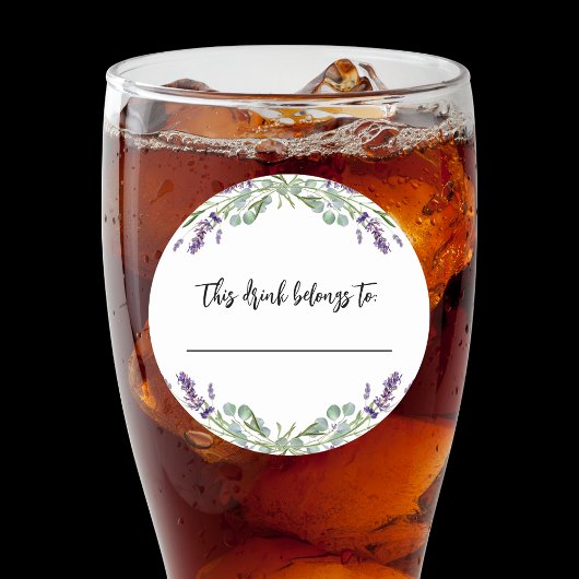 Trouwlavendel deze drink behoort tot ronde sticker