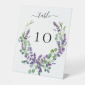 Trouwlavendelbloemen eucalyptus tafelkaart reclamebord met voetstuk (Voorkant)