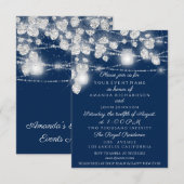 Trouwlichten Jars Glitter Grijs Blauw Marineblauw Kaart (Voorkant / Achterkant)