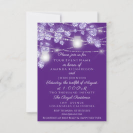 Trouwlichten Jars Rustiek Glitter Paars Violet Kaart