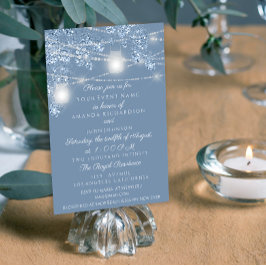 Trouwlichten Jars Rustiek Glitter Stofblauw Kaart