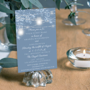 Trouwlichten Jars Rustiek Glitter Stofblauw Kaart