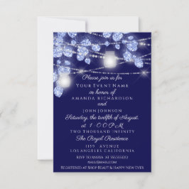 Trouwlichten Potten Rustiek Glitter Blauw Marinebl Kaart