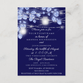 Trouwlichten Potten Rustiek Glitter Blauw Marinebl Kaart