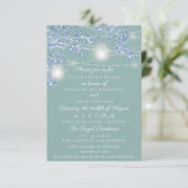 Trouwlichten Potten Rustiek Glitter Blauw Mint Kaart (Staand voorkant)