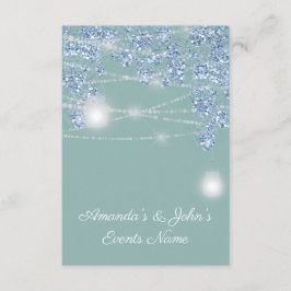 Trouwlichten Potten Rustiek Glitter Blauw Mint Kaart