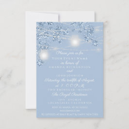 Trouwlichten Potten Rustiek Glitter Blauw Pastel Kaart