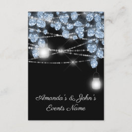 Trouwlichten Potten Rustiek Glitter Blauw Zwart Kaart