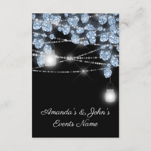 Trouwlichten Potten Rustiek Glitter Blauw Zwart Kaart