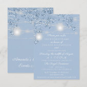 Trouwlichten Potten Rustiek Glitter Blauwe Pastel Kaart (Voorkant / Achterkant)