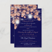 Trouwlichten potten rustiek roze goud blozen navy kaart (Voorkant / Achterkant)