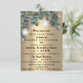 Trouwlichten Rustic Groen Jurk Diamant Goud Kaart (Staand voorkant)