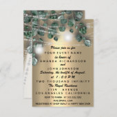 Trouwlichten Rustic Groen Jurk Diamant Goud Kaart (Voorkant / Achterkant)