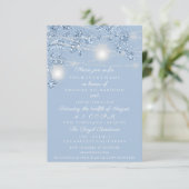 Trouwlichtpotten Rustiek Glitter Blauw Pastel Kaart (Staand voorkant)