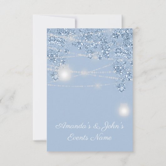 Trouwlichtpotten Rustiek Glitter Blauw Pastel Kaart (Achterkant)