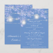 Trouwlichtpotten Rustiek Glitter Blauwe Schitterin Kaart (Voorkant / Achterkant)