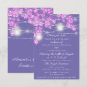 Trouwlichtpotten Rustiek Glitter Paars Roze Kaart (Voorkant / Achterkant)