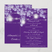 Trouwlichtpotten Rustiek Glitter Paars Violet Kaart (Voorkant / Achterkant)