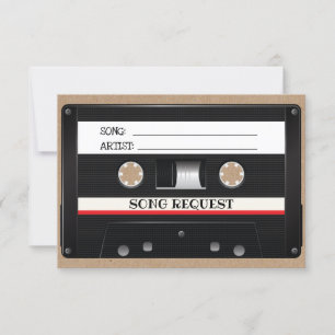 Trouwlied Verzoek Vintage Cassette Kraft RSVP Kaartje