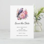Trouwlied Zittend op Roze Pioenrozen Save The Date (Staand voorkant)