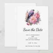 Trouwlied Zittend op Roze Pioenrozen Save The Date (Voorkant / Achterkant)