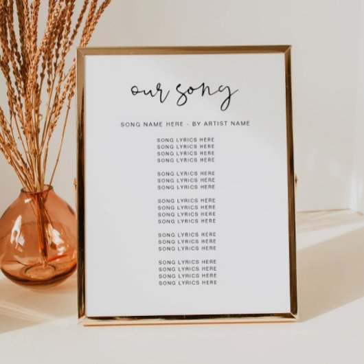 Trouwliedtekenschild, modern minimalistisch poster