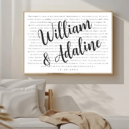 Trouwliedteksten, Minimaal serif kalligrafie  Poster