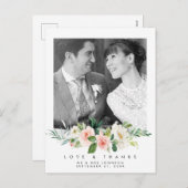 Trouwliefde en bedankt Foto briefkaart Roze Bloeme (Voorkant / Achterkant)