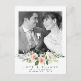 Trouwliefde en bedankt Foto briefkaart Roze Bloeme