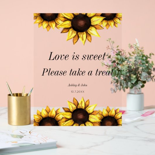 Trouwliefde is een zoete zonnebloem acryl bord (Huwelijk)