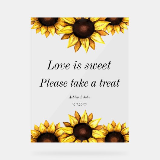 Trouwliefde is een zoete zonnebloem acryl bord (Voorkant)
