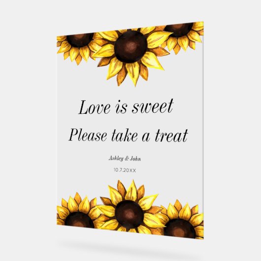 Trouwliefde is een zoete zonnebloem acryl bord (Hoek)