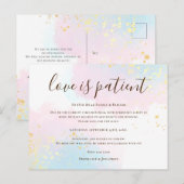 Trouwliefde is Geduldig Bewaar Nieuwe Datum Groenb Aankondigingskaart (Voorkant / Achterkant)