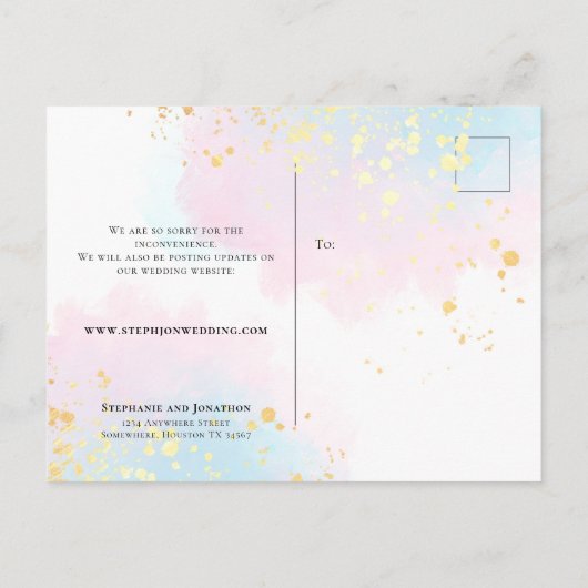 Trouwliefde is Geduldig Nieuwe Datum Teal Roze Aankondigingskaart (Achterkant)