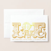 Trouwliefde pasgetrouwde foto  typografie folie kaarten (Voorkant met envelop)