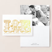 Trouwliefde pasgetrouwde foto  typografie folie kaarten (Display)