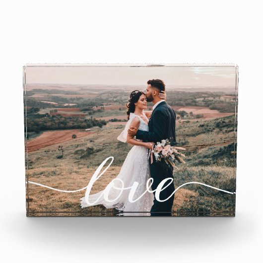 Trouwliefde Script Persoonlijke Fotocadeau Fotoblokken (Voorkant)