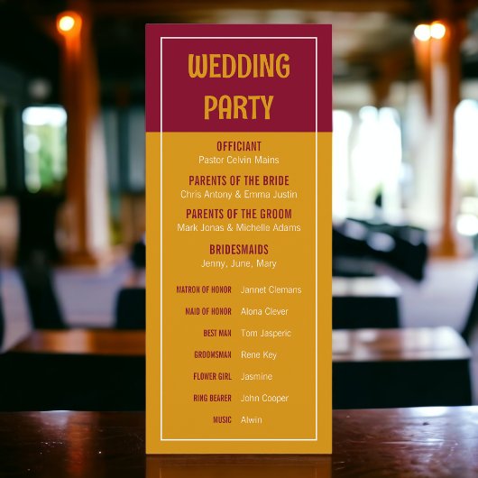 Trouwlijst Programmakaart